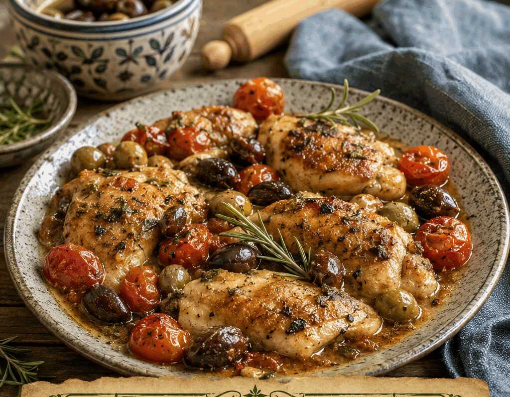 Pollo alle Olive e Pomodorini in Padella