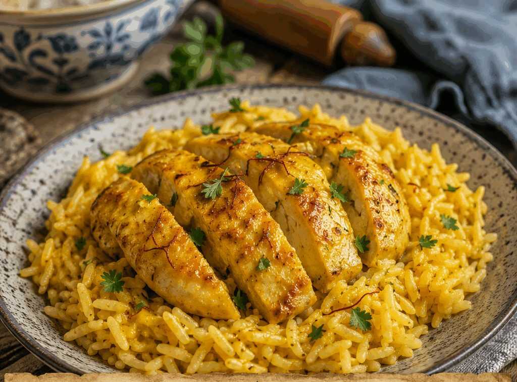 Pollo allo Zafferano con Riso Pilaf