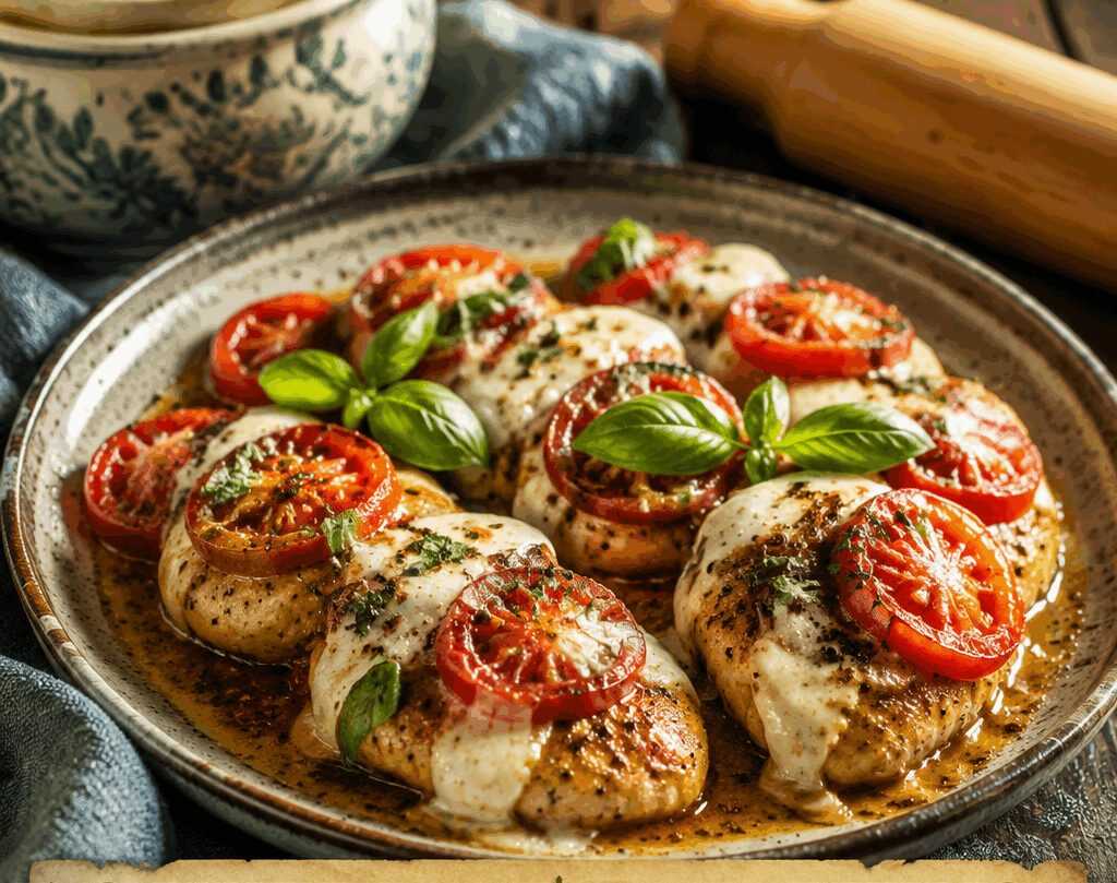 Pollo Caprese al Forno con Pomodoro e Mozzarella