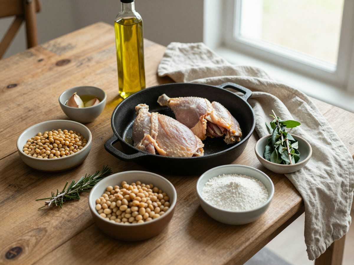 Gli ingredienti per Pollo con Ceci e Spinaci in Padella