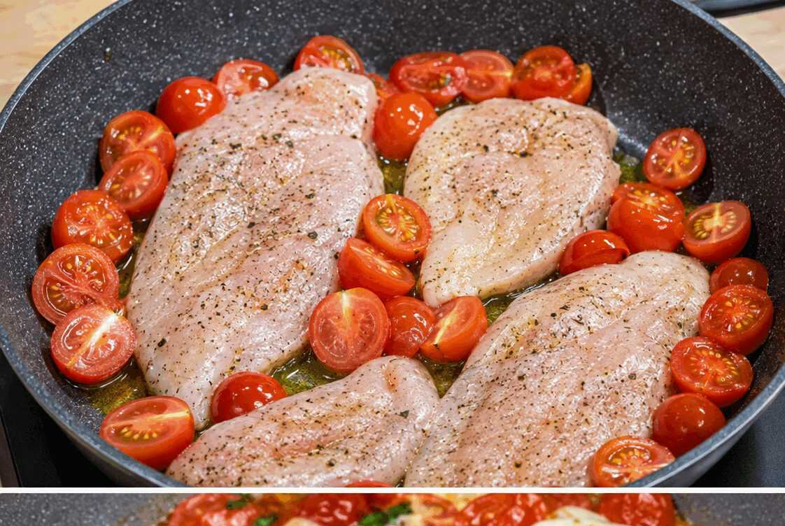 Pollo con Pomodorini e Mozzarella: la Ricetta Semplice e Filante Pronta in Meno di 30 Minuti