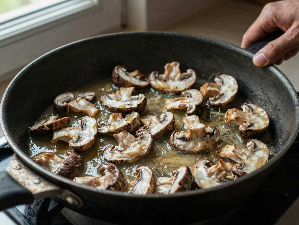 3. Cuocere i funghi — Pollo Cremoso ai Funghi in Padella: la Ricetta Facile e Gustosa Pronta in 30 Minuti