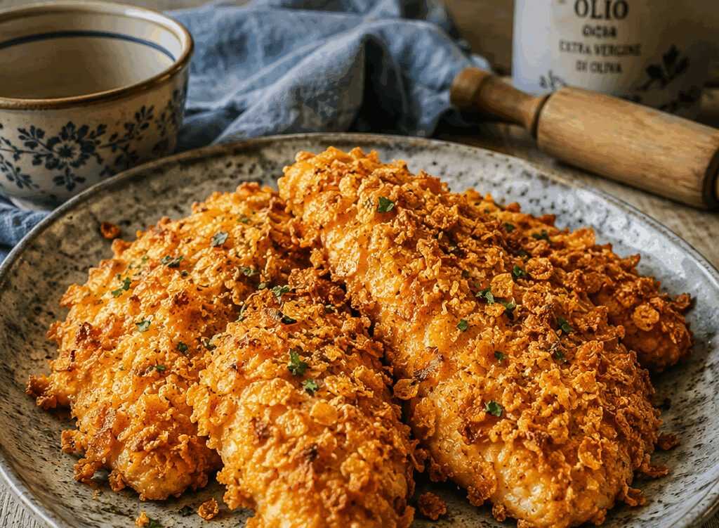 Pollo Croccante ai Corn Flakes al Forno