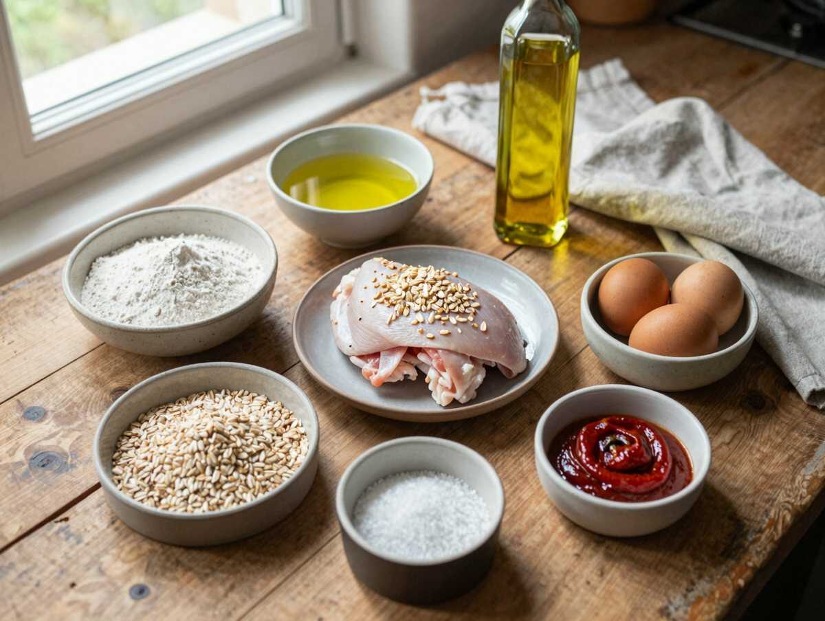 Gli ingredienti per Pollo Croccante al Forno con Panatura di Avena