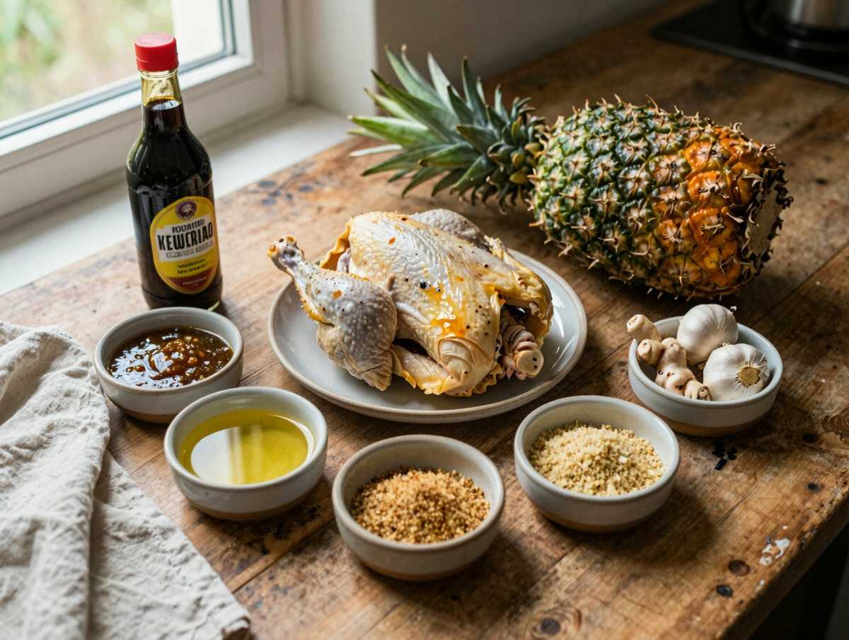 Gli ingredienti per Pollo Hawaiano con Ananas Grigliato