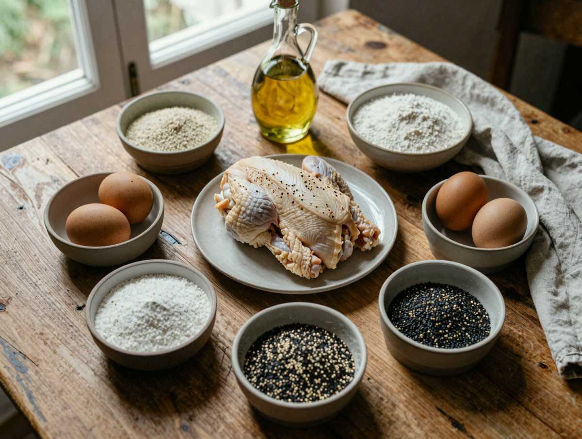 Gli ingredienti per Pollo in Crosta di Semi di Sesamo