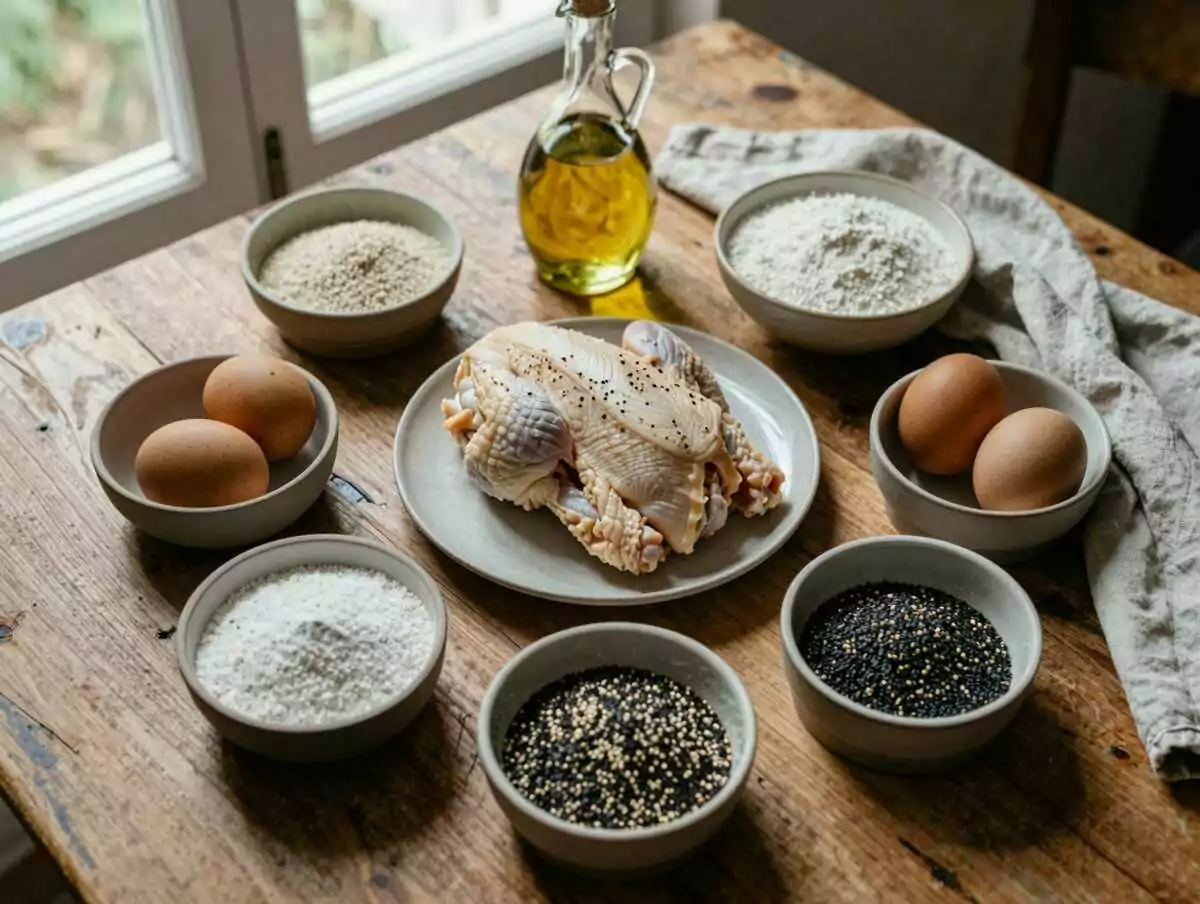 Gli ingredienti per Pollo in Crosta di Semi di Sesamo