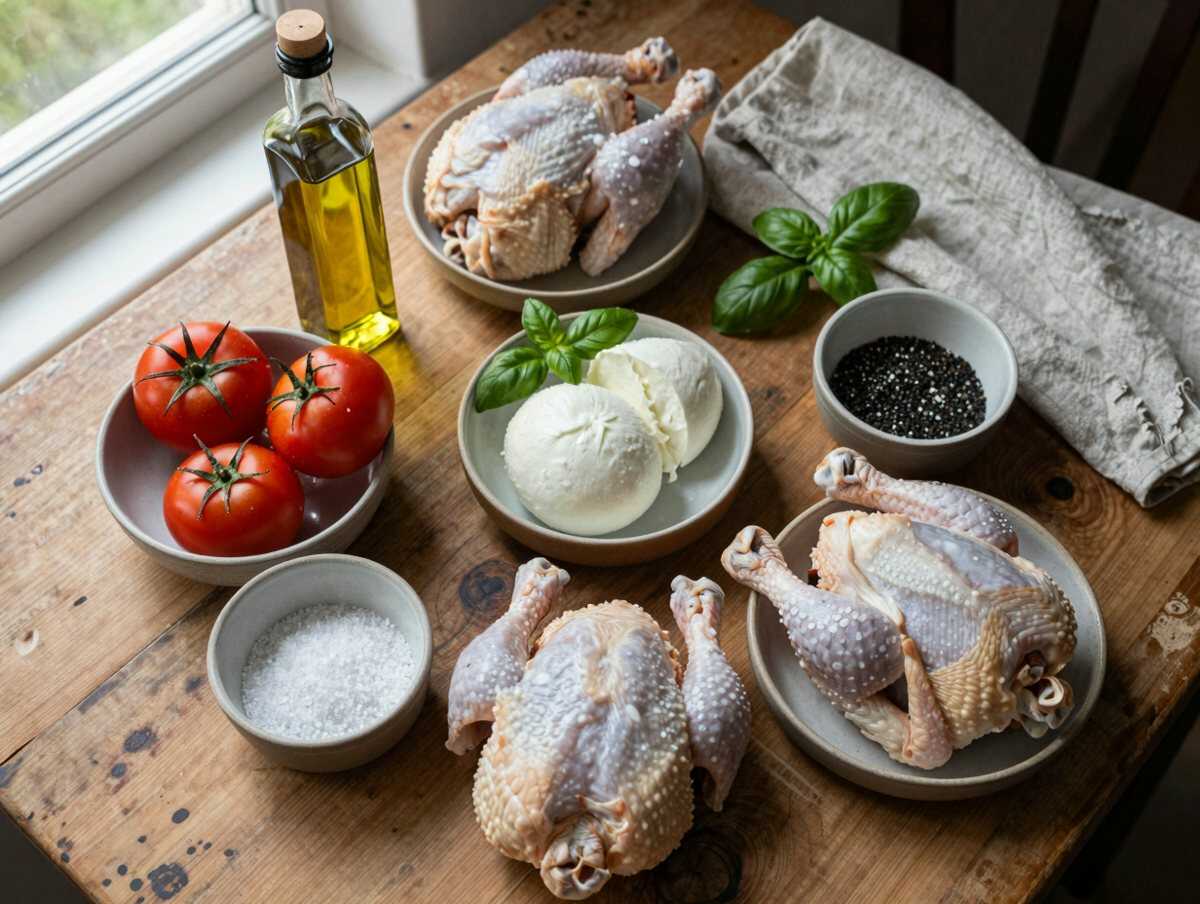 Gli ingredienti per Pollo Ripieno alla Caprese