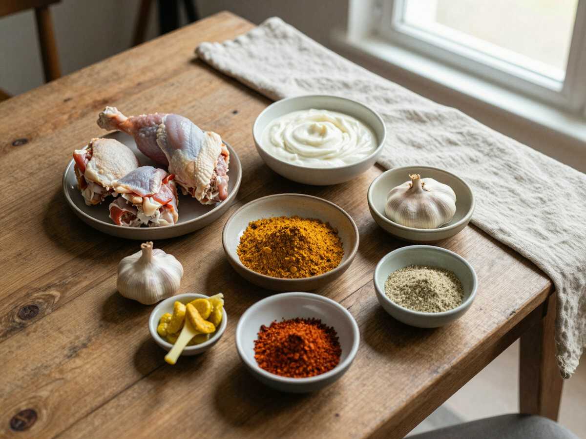 Gli ingredienti per Pollo Tandoori Leggero al Forno