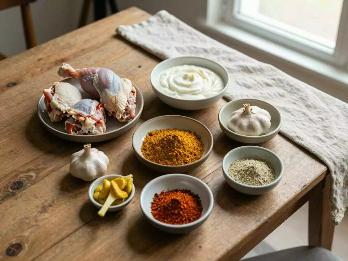Gli ingredienti per Pollo Tandoori Leggero al Forno