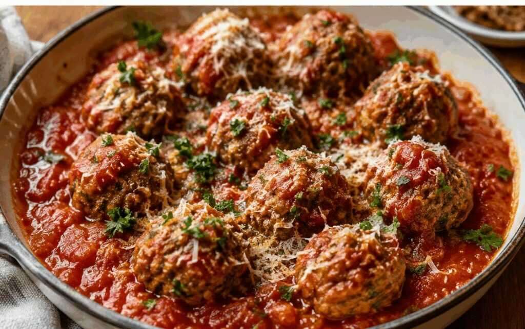 Polpette di Manzo al Sugo di Pomodoro e Pecorino Romano