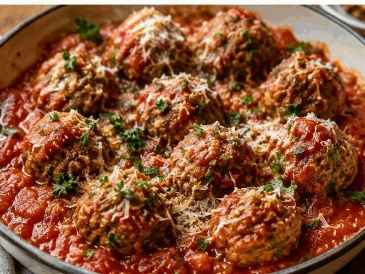 Polpette di Manzo al Sugo di Pomodoro e Pecorino Romano