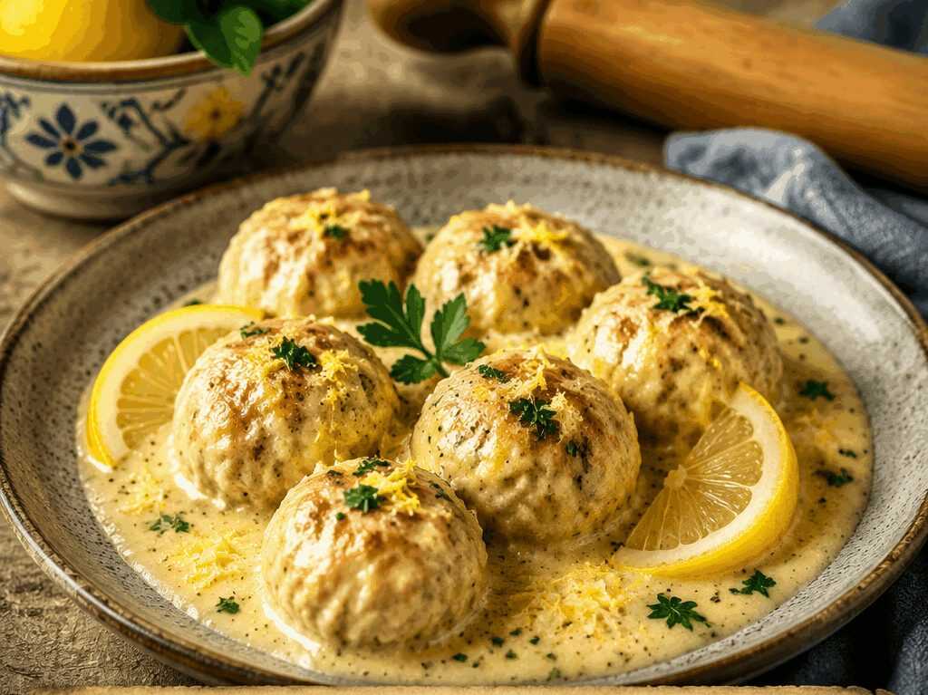 Polpette di Pollo al Limone in Salsa Cremosa