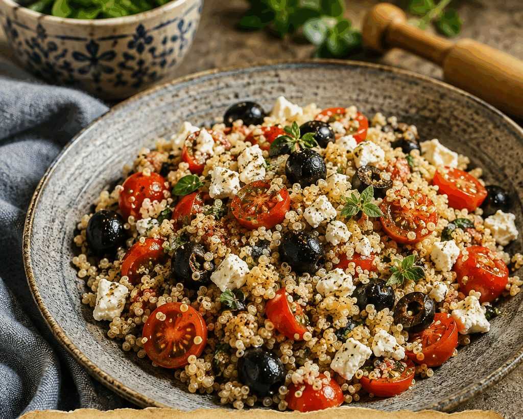 Quinoa alla Mediterranea con Olive e Feta