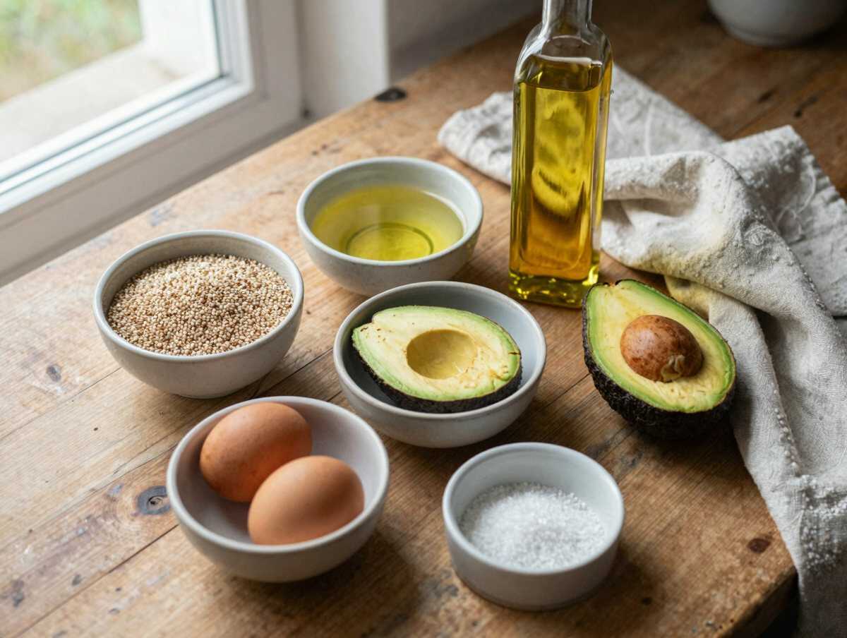Gli ingredienti per Quinoa con Avocado e Uovo in Camicia
