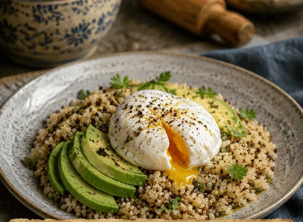 Quinoa con Avocado e Uovo in Camicia