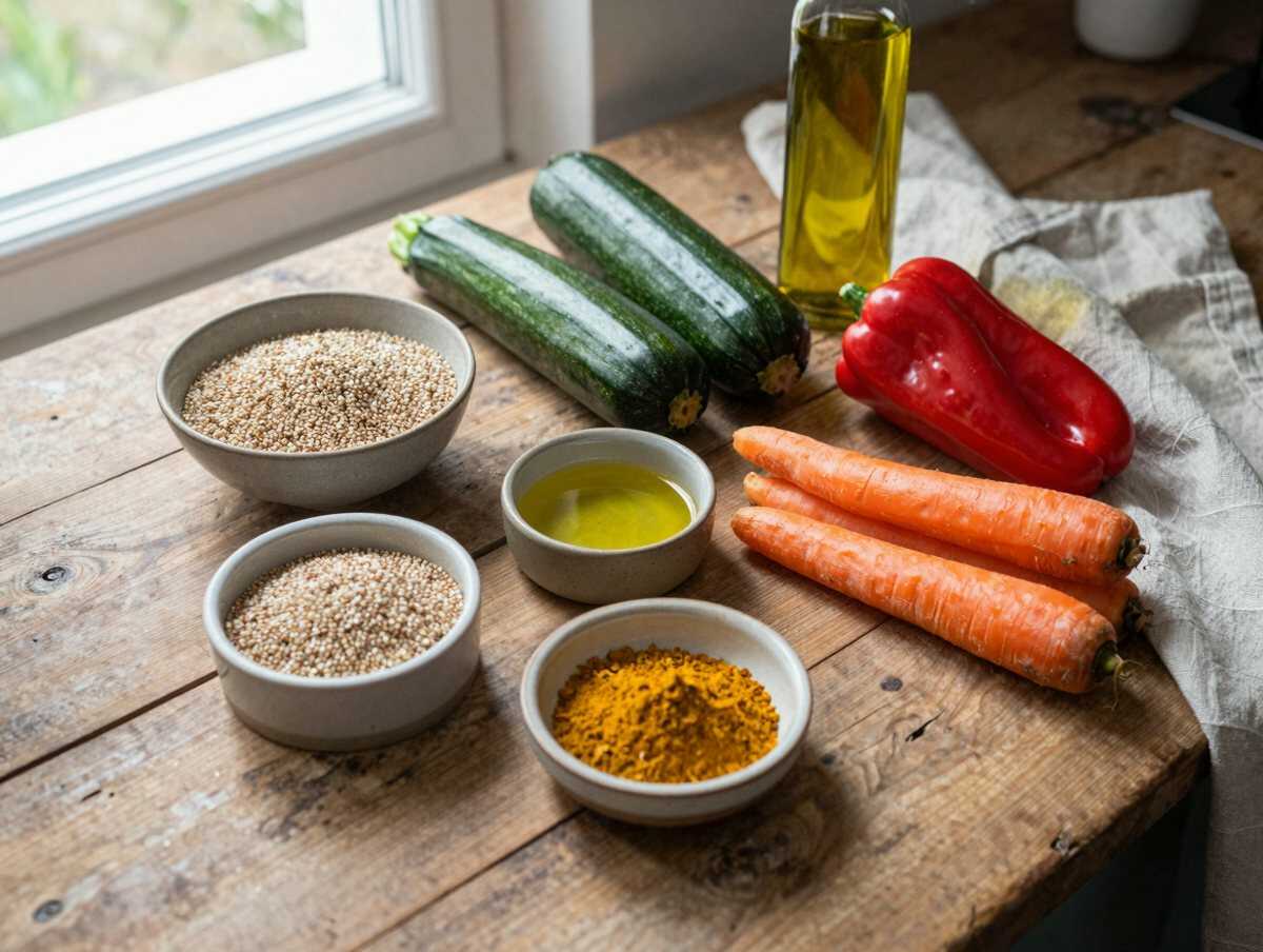 Gli ingredienti per Quinoa con Verdure Saltate e Curry