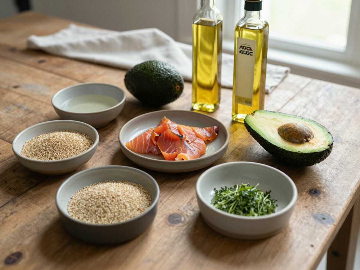 Gli ingredienti per Quinoa Fredda con Salmone Affumicato