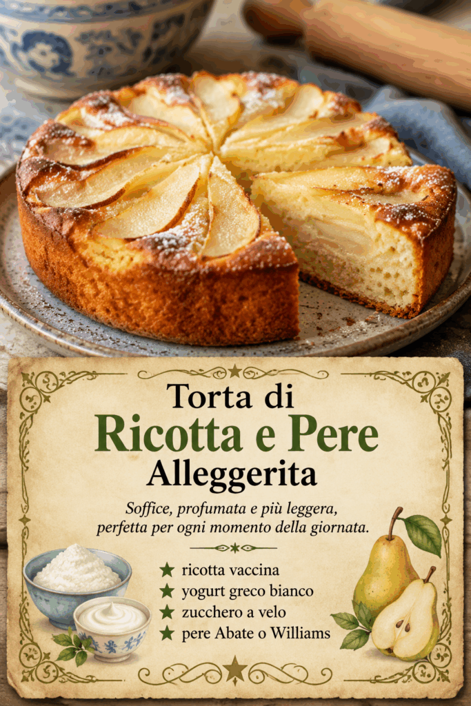 Torta di Ricotta e Pere Alleggerita