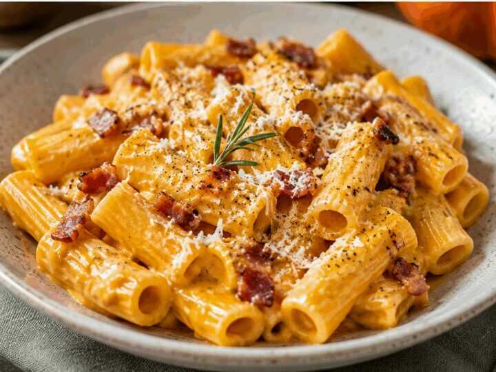 Rigatoni alla Crema di Zucca e Speck: la Ricetta Cremosa e Avvolgente Perfetta per l’Autunno