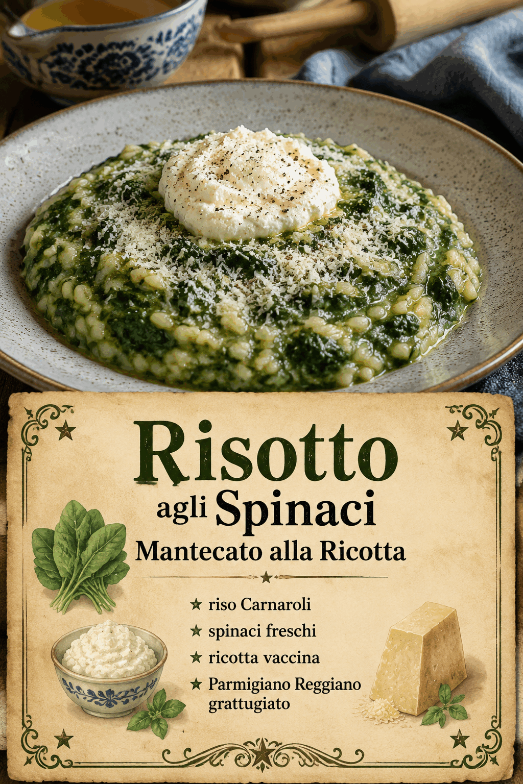 Risotto agli Spinaci Mantecato alla Ricotta