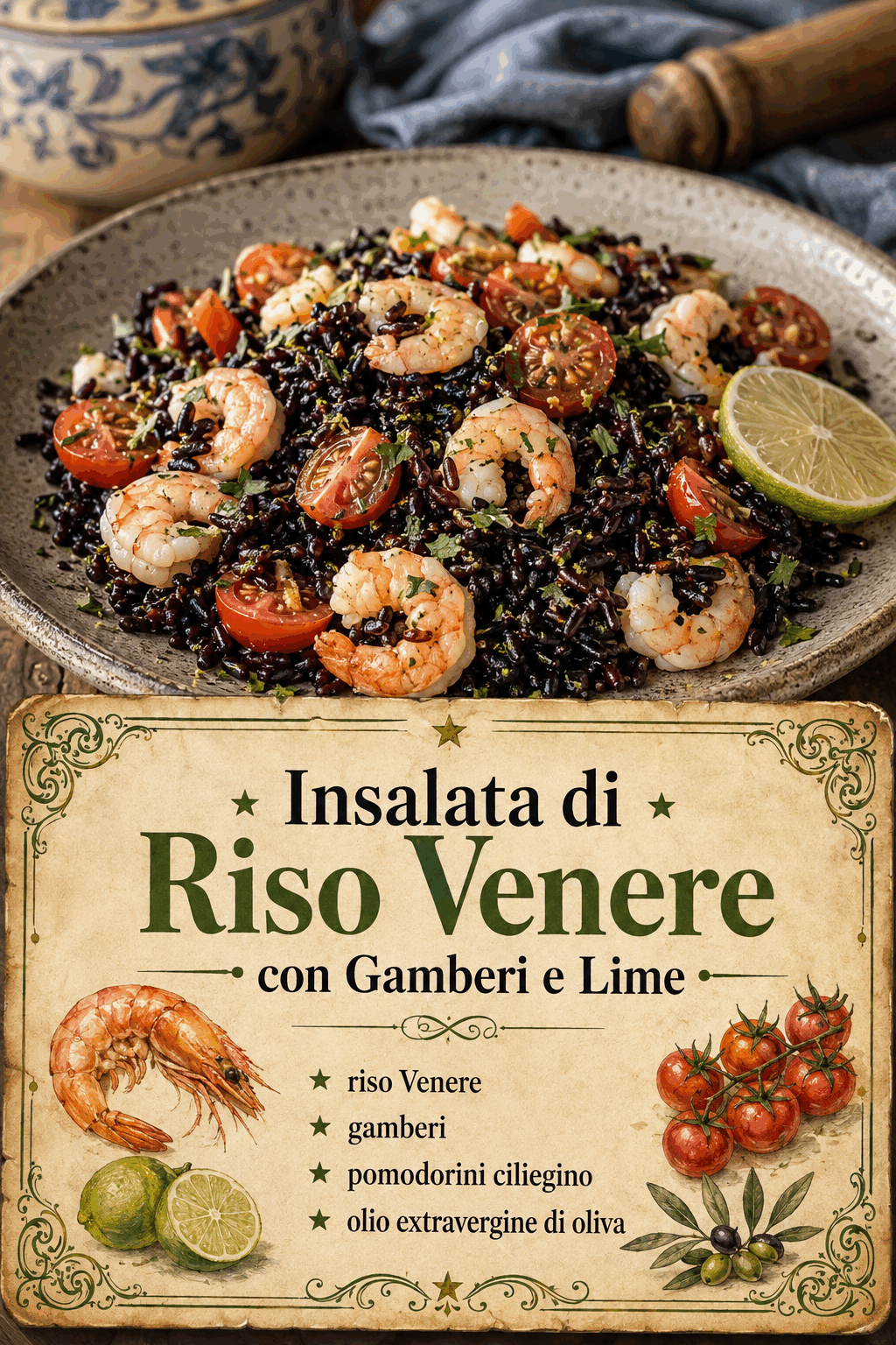 Insalata di Riso Venere con Gamberi e Lime