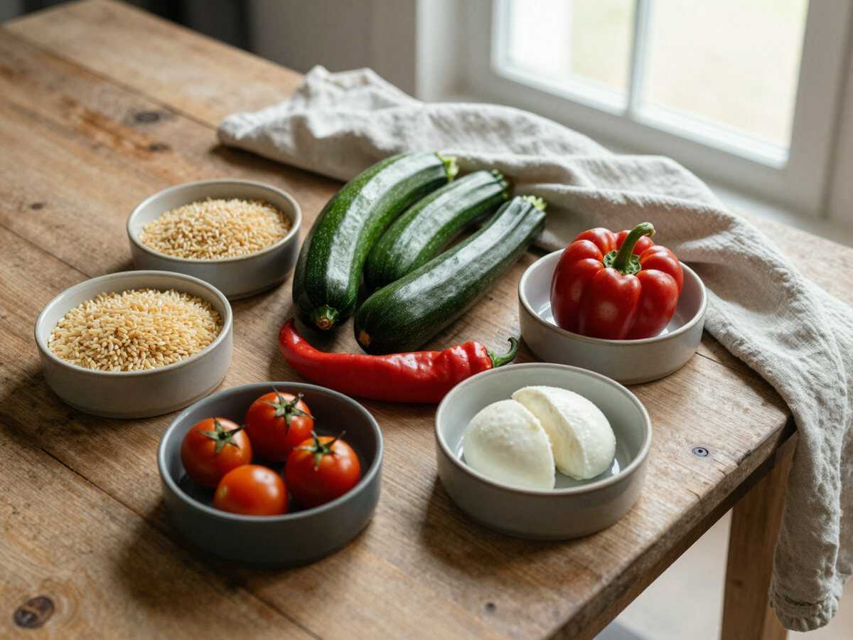 Gli ingredienti per Riso al Forno con Verdure Gratinate