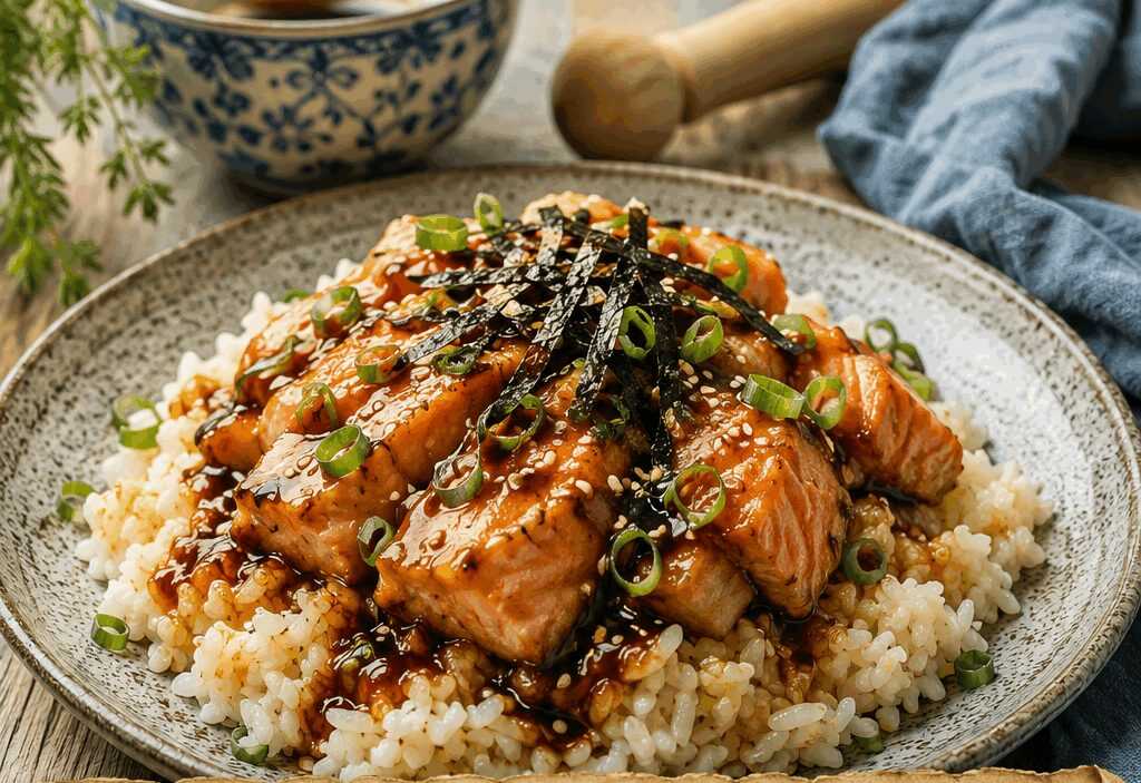 Riso al Vapore con Salmone Teriyaki
