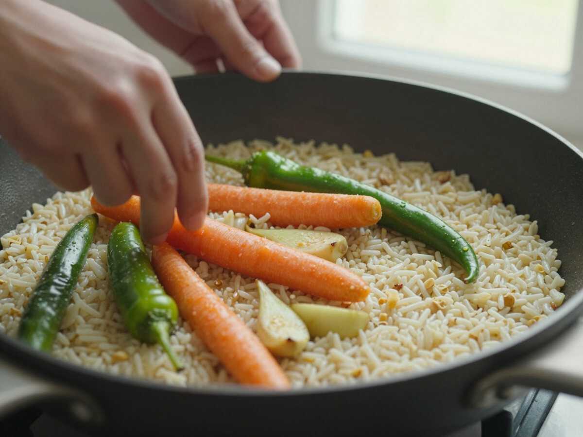 Saltare le verdure — Riso Basmati Saltato con Verdure e Soia