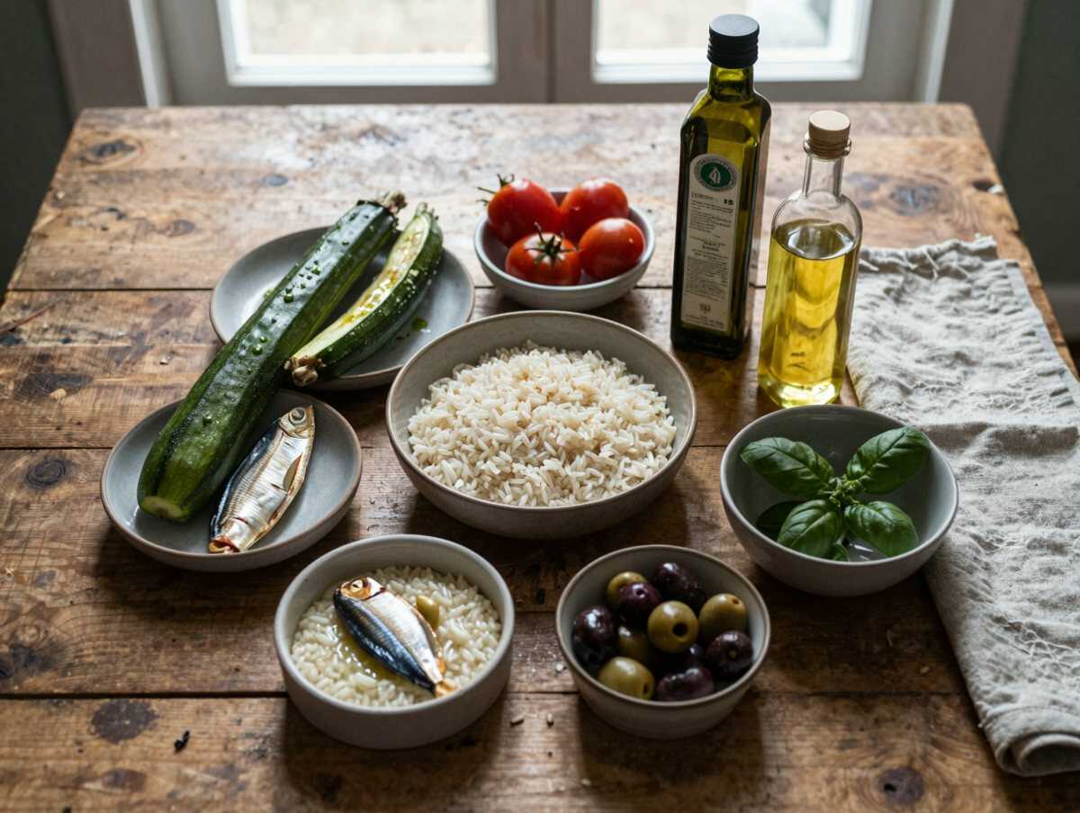 Gli ingredienti per Riso Freddo Tonno e Zucchine Grigliate
