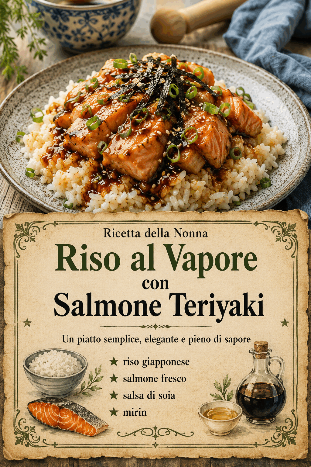 Riso al Vapore con Salmone Teriyaki