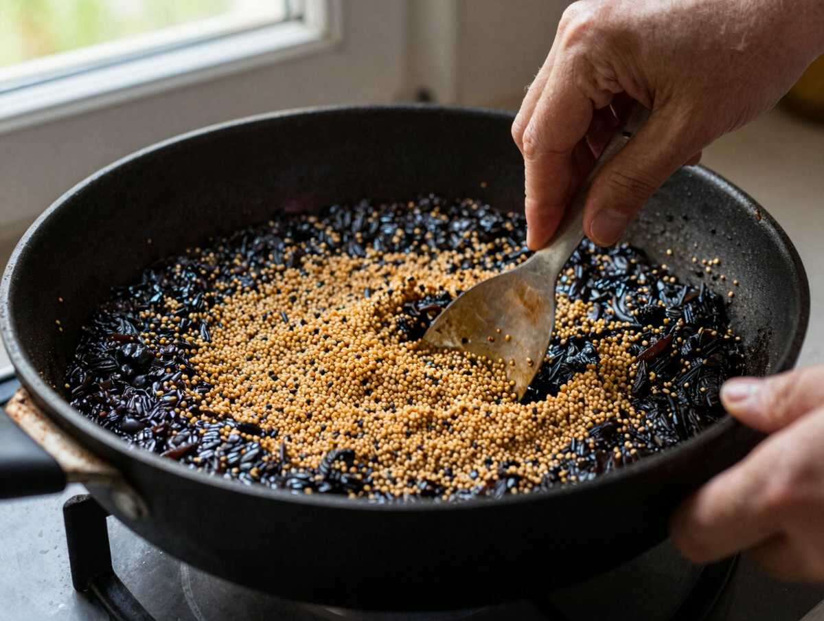 Tostare il sesamo — Riso Nero con Verdure Saltate e Sesamo