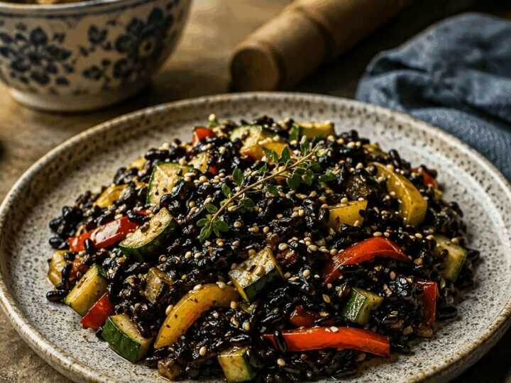 Riso Nero con Verdure Saltate e Sesamo