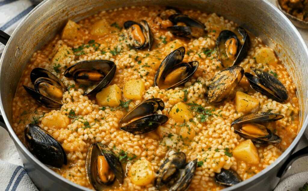 Riso, patate e cozze alla barese: la tradizionale tiella pugliese