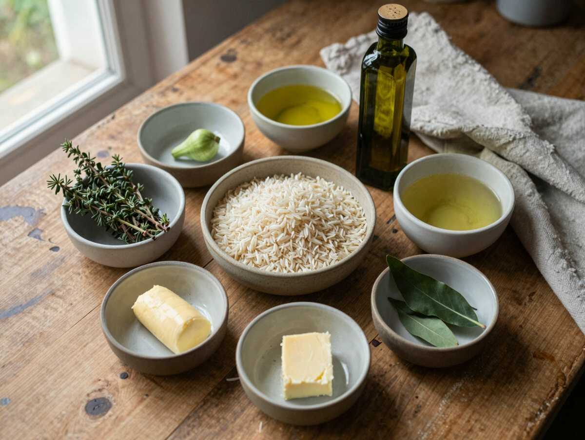 Gli ingredienti per Riso Pilaf alle Erbe Aromatiche