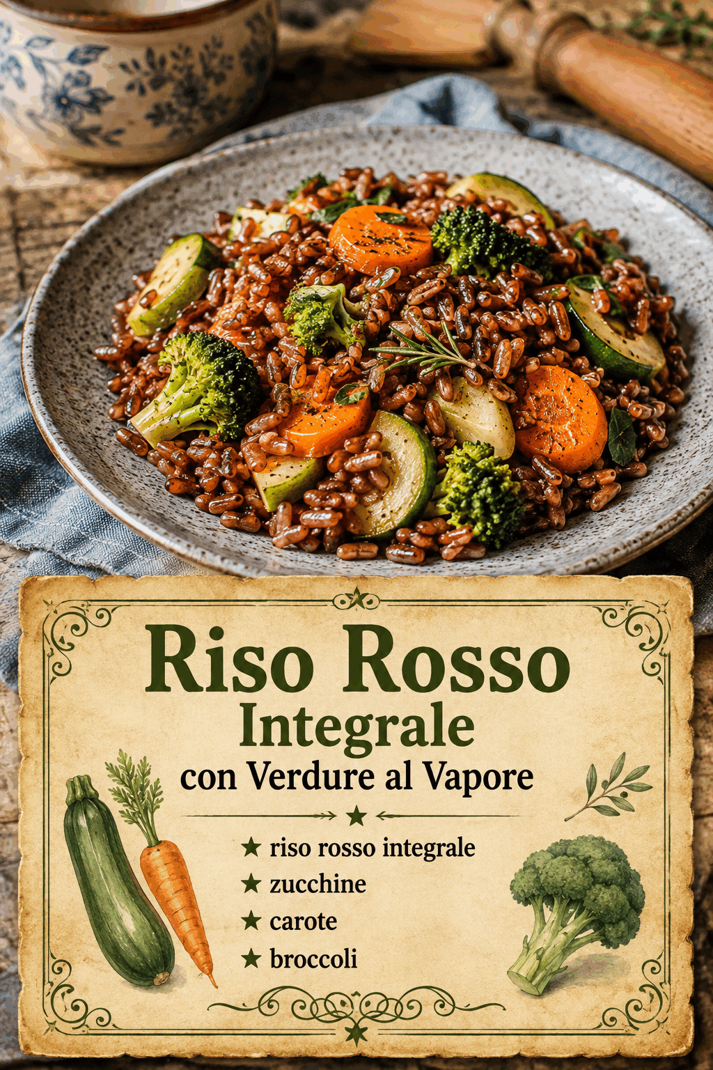Riso Rosso Integrale con Verdure al Vapore