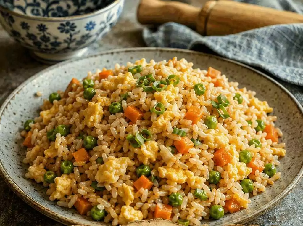 Riso Saltato all’Asiatica con Uovo e Verdure