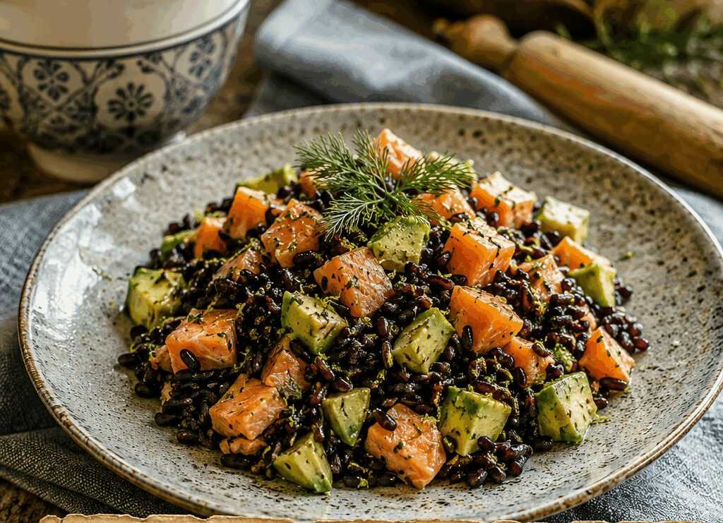Riso Venere con Salmone e Avocado