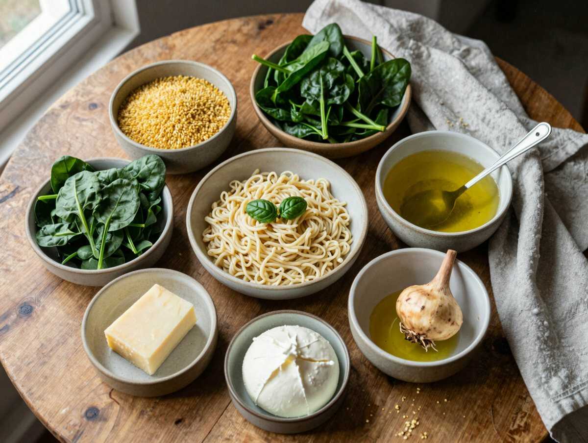 Gli ingredienti per Risotto agli Spinaci Mantecato alla Ricotta