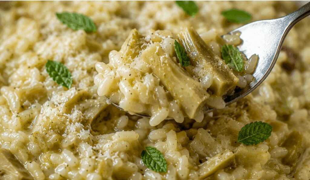 Risotto ai carciofi con pecorino e mentuccia alla laziale
