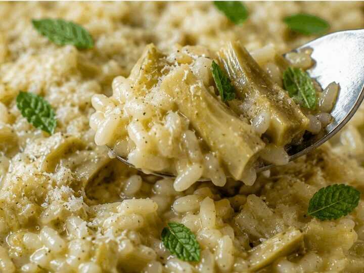 Risotto ai carciofi con pecorino e mentuccia alla laziale