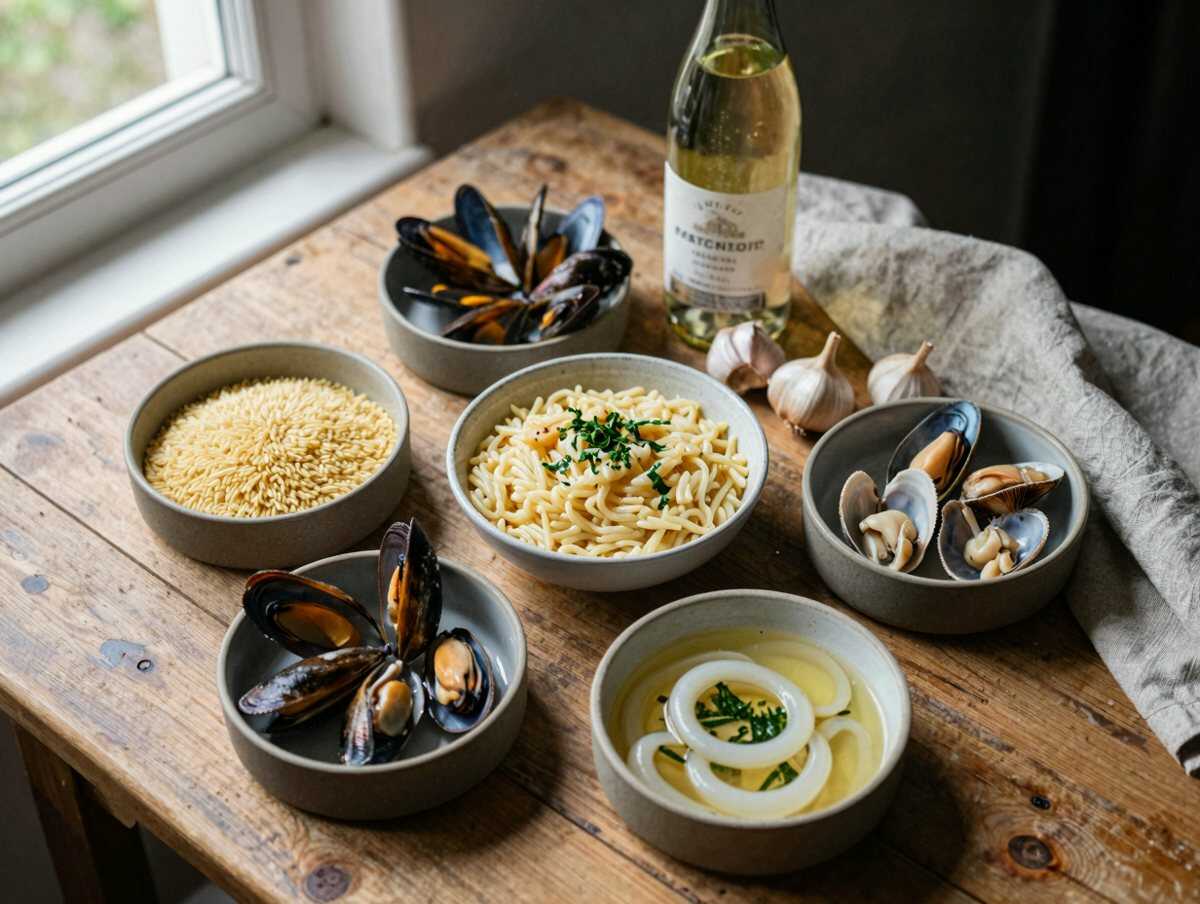 Gli ingredienti per Risotto ai Frutti di Mare Leggero