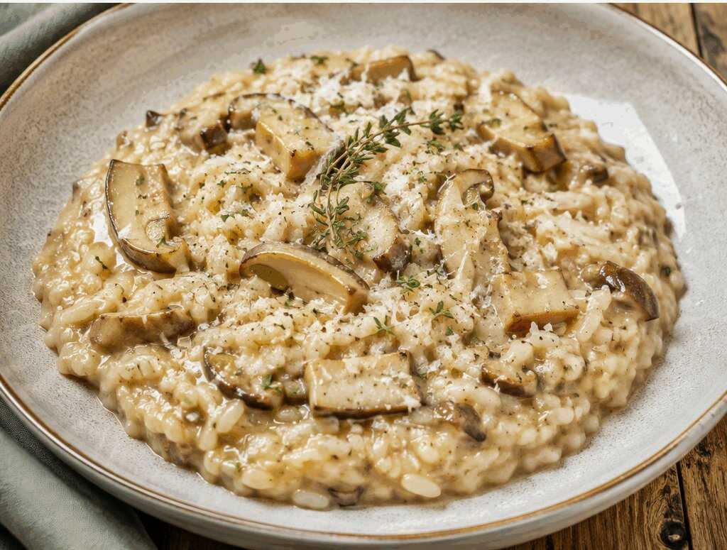 Risotto ai Funghi Porcini con Timo Fresco e Parmigiano Stagionato