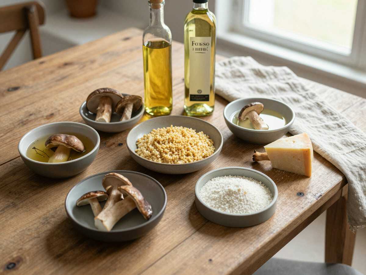 Gli ingredienti per Risotto ai Funghi Porcini Mantecato Light