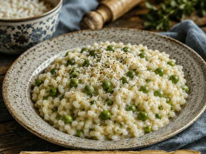 Risotto ai Piselli Cremoso Senza Burro