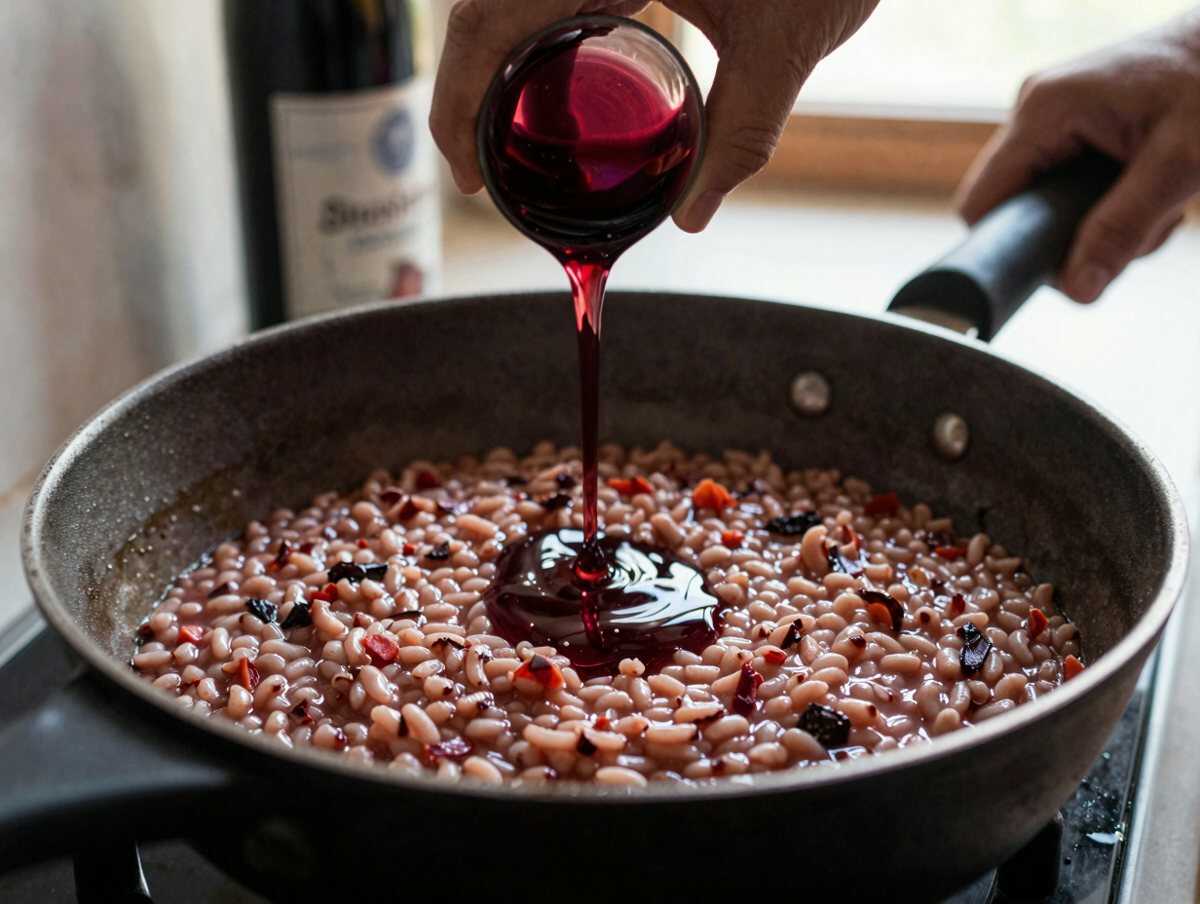 5. Sfumare con il vino — Risotto al Radicchio Rosso di Treviso – Veneto