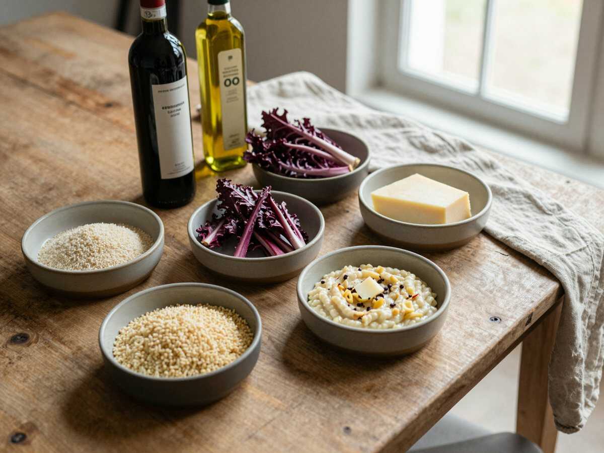 Gli ingredienti per Risotto al Radicchio Sfumato al Vino Rosso