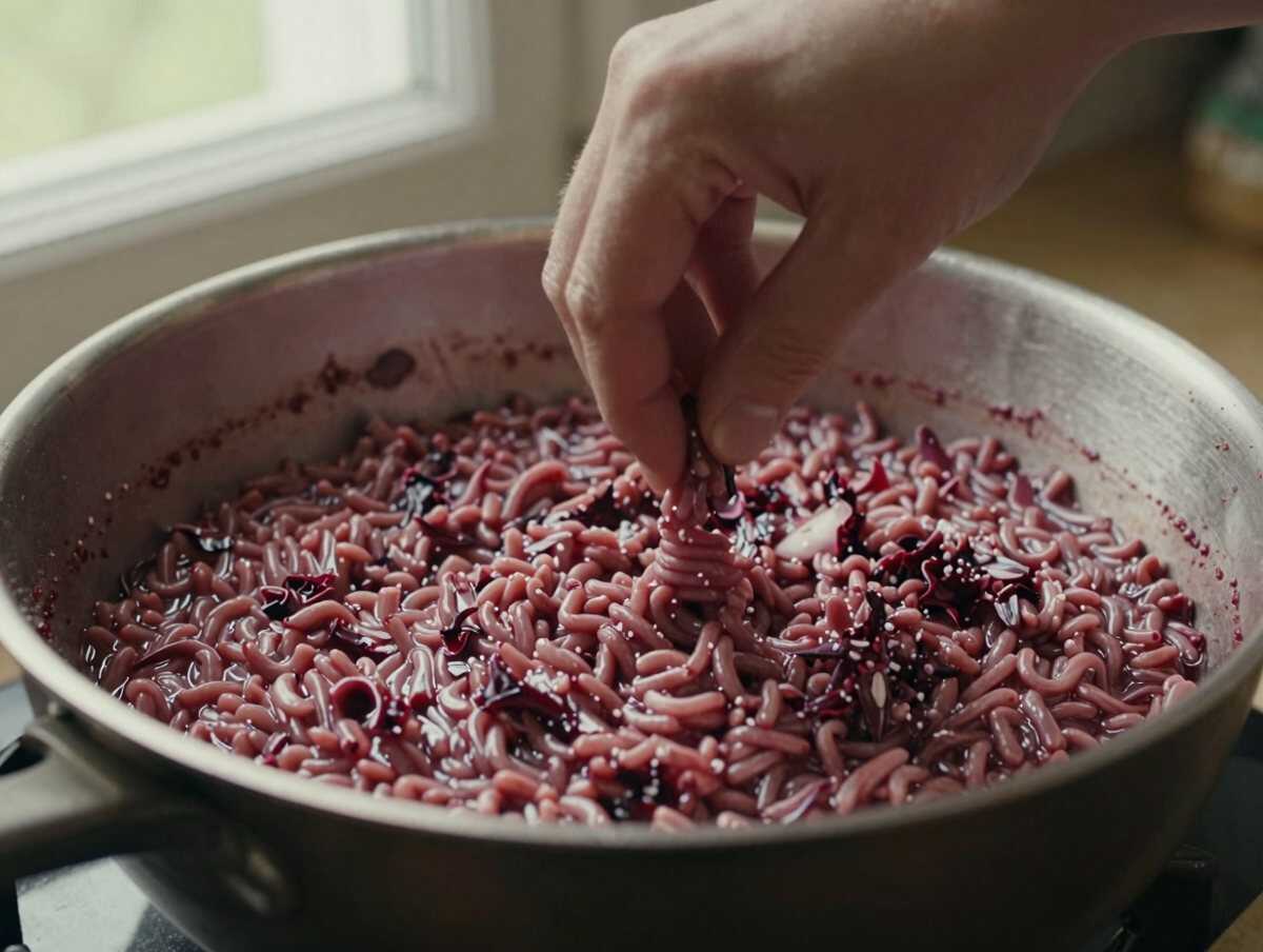Tosta il riso e sfuma con il vino — Risotto al Radicchio Sfumato al Vino Rosso