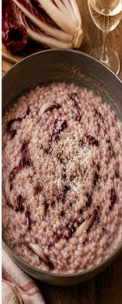 Risotto al radicchio tardivo e Prosecco del Veneto