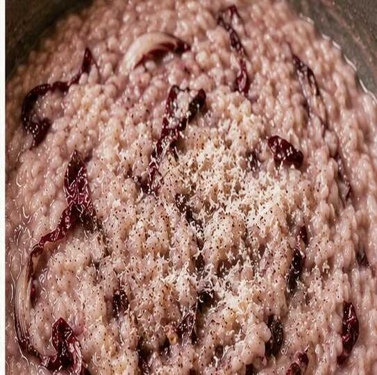 Risotto al radicchio tardivo e Prosecco del Veneto